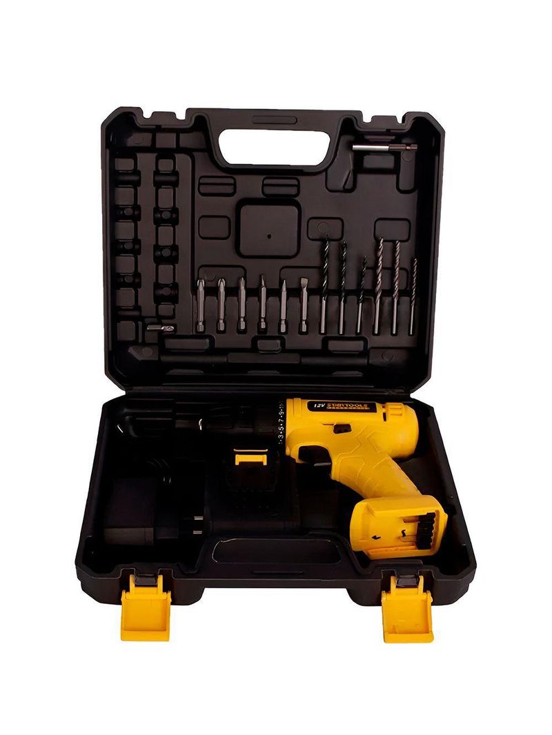 Parafusadeira 12v Sem Fio Com Maleta, Bateria Bivolt E Kit Completo De Brocas E Bits