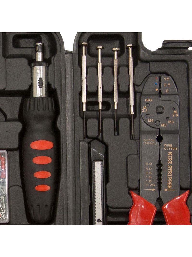 Kit De Ferramentas Completa 142 Peças Maleta Chaves Martelo Soquetes Jogo Multiuso Manuais