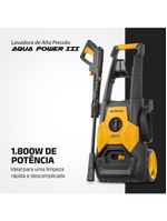 Lavadora alta pressão mondial power iii 1800w 2000 psi 360l/h mangueira 5m detergente amarela e cinza