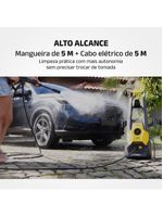 Lavadora alta pressão mondial power iii 1800w 2000 psi 360l/h mangueira 5m detergente amarela e cinza