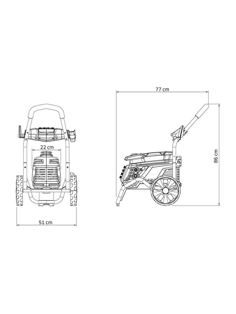 Lavadora de alta pressão tramontina 2100w de potência e 2300 psi, sistema stop total - preta e amarela