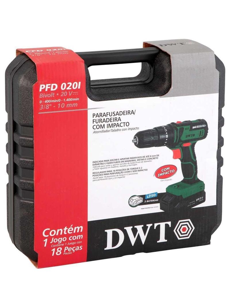 Parafusadeirafuradeira De Impacto A Bateria, 20 V, Carregador Bivolt Automático, Dwt Ostenvonder