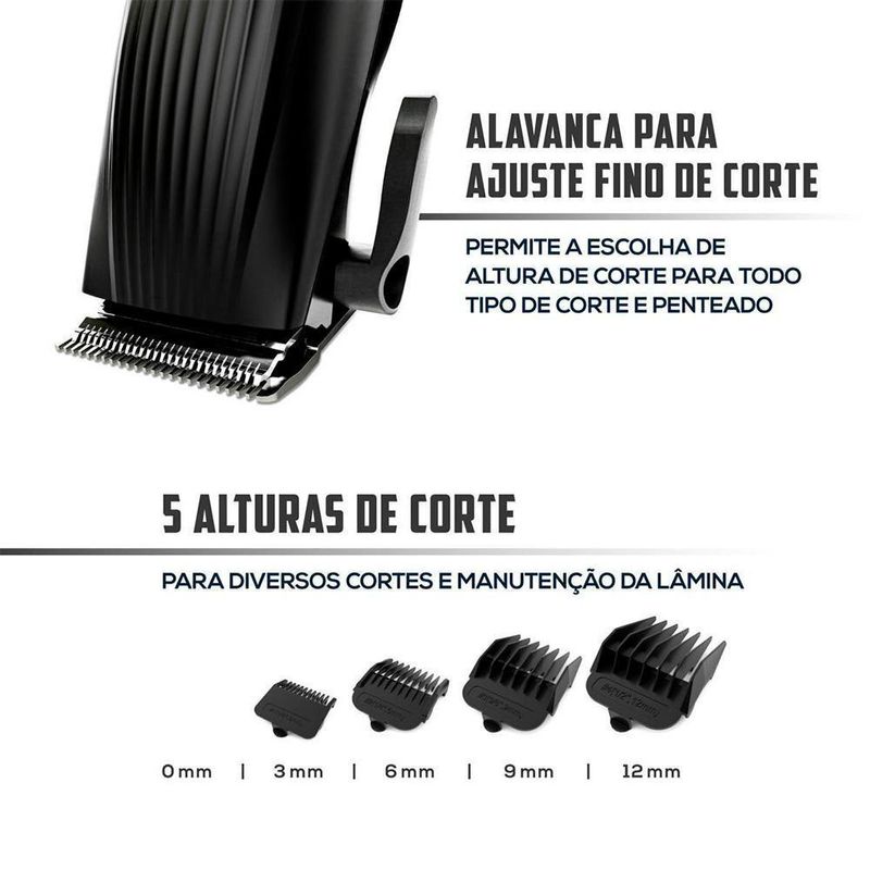Máquina De Cortar Cabelo Britânia Bcr03 9 Acessórios 18w 110V