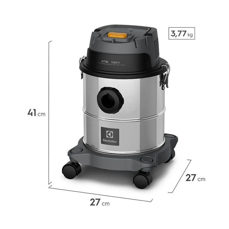 Aspirador de Pó e Água Electrolux GT12I 1500W 12L Inox com Função Sopro 220V