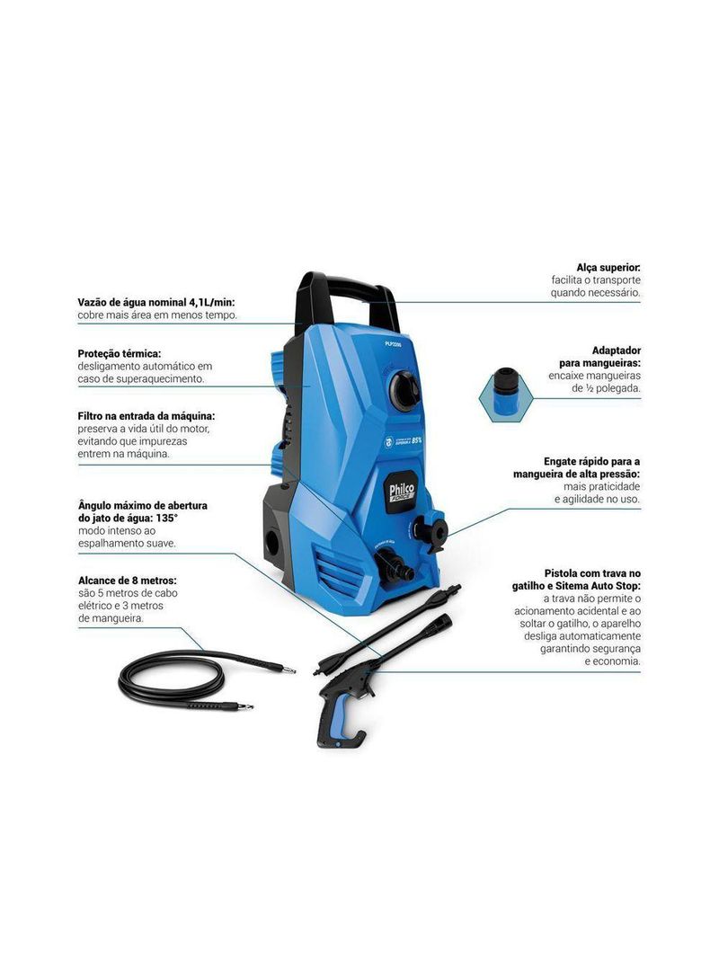 Lavadora de Alta Pressão Philco Force 1300psi 1300W PLP2200 220V