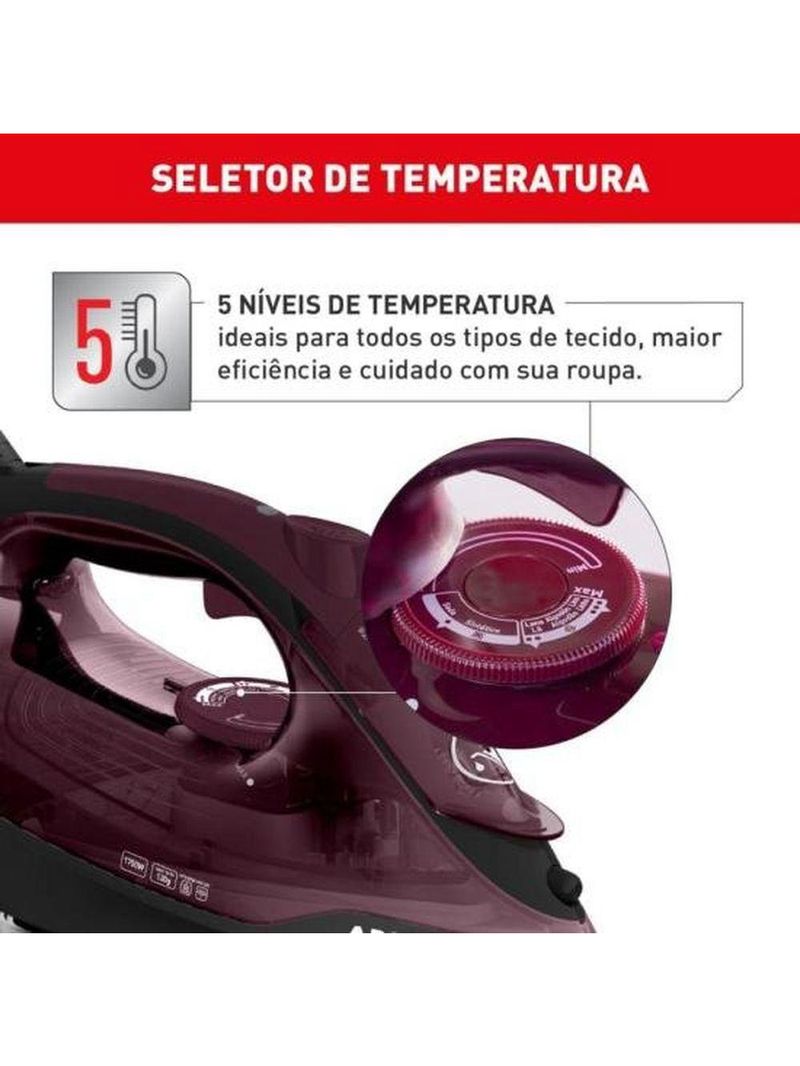 Ferro A Vapor Ultragliss Base Durilium Airglide 1520W Vinho