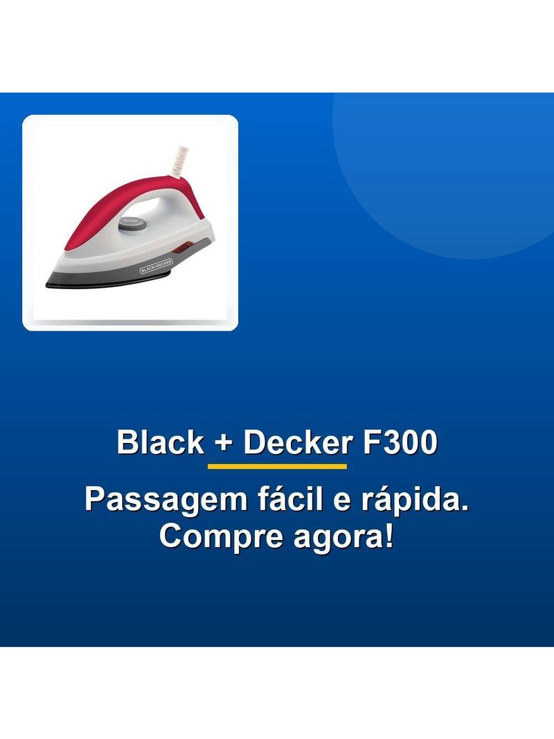 Ferro De Passar Black + Decker F300 1000W Seco 110V