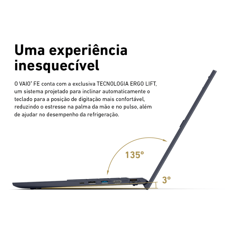 Notebook VAIO FE15 Intel® Core™ i5-1235U Windows 11 Pro 16GB RAM 256GB SSD 156" Full HD - Cinza Grafite