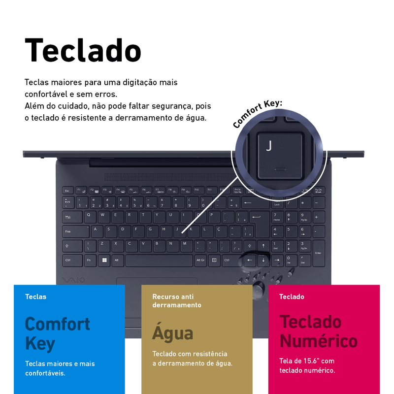 Notebook VAIO FE15 Intel® Core™ i5-1235U Windows 11 Pro 16GB RAM 256GB SSD 156" Full HD - Cinza Grafite