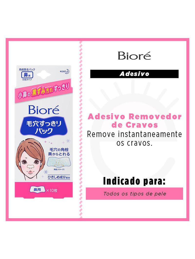Adesivo removedor de cravos bioré - pore cleansing strips white