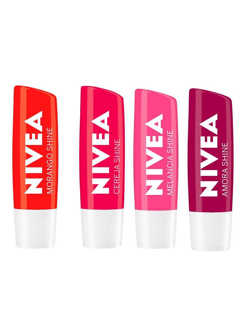 Nivea protetor labial shine kit – morango + cereja + amora + melancia
