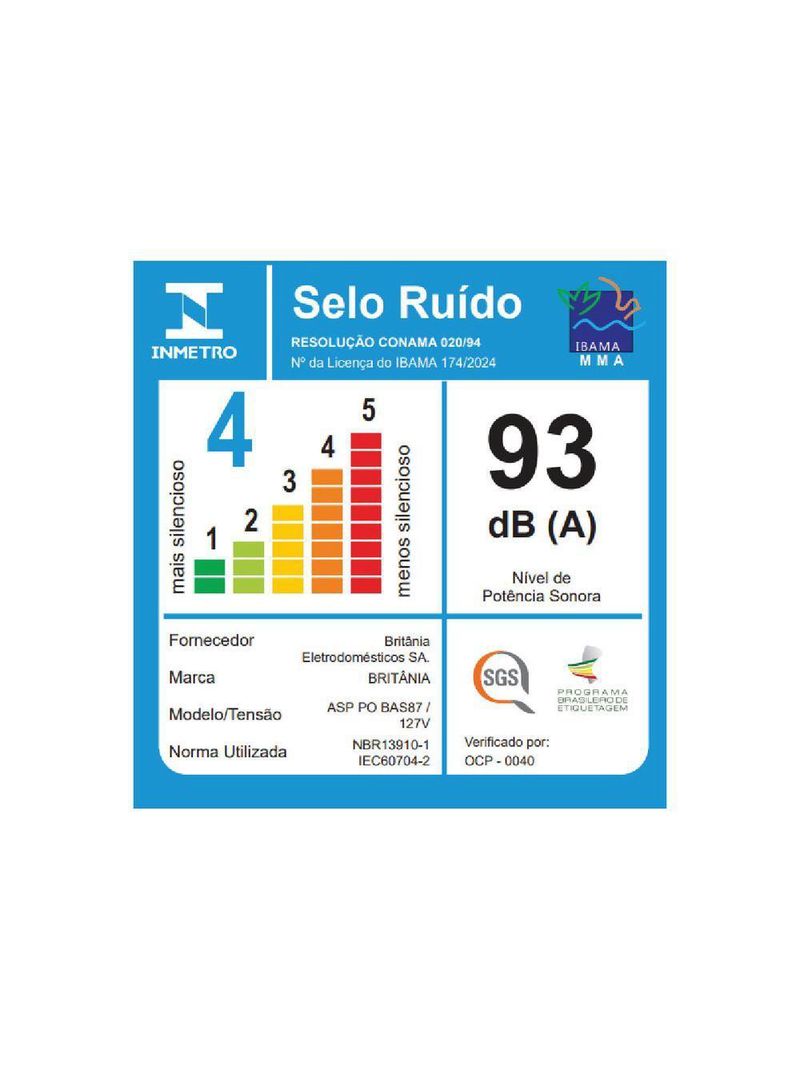 Aspirador De Pó Britânia 20L Função Sopro BAS87 220V