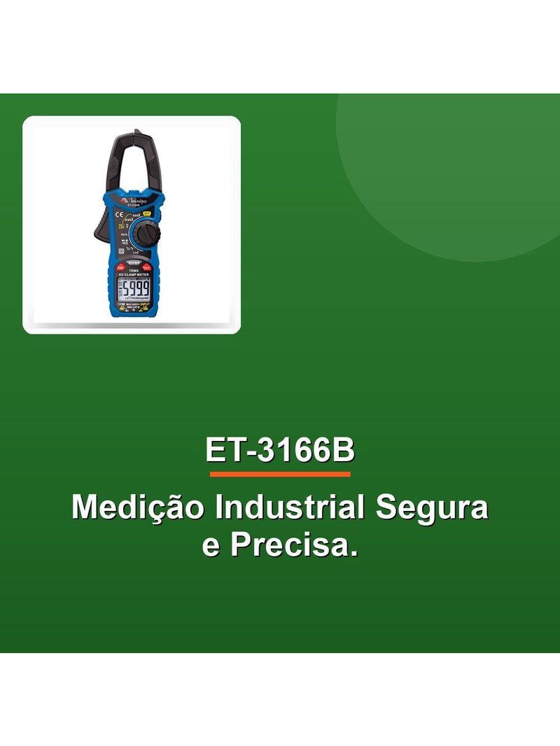 Alicate Amperimetro Digital True Rms Et-3166b