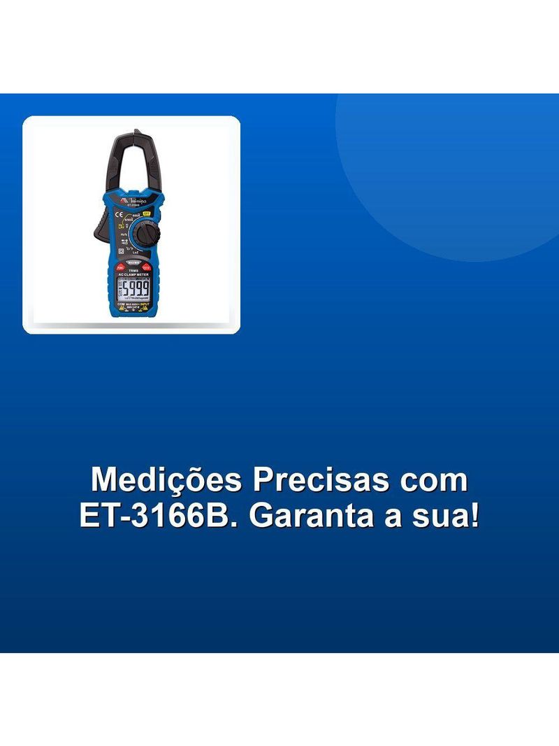 Alicate Amperimetro Digital True Rms Et-3166b