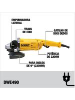 Esmerilhadeira 9 2200 Watts 220 Volts - Dwe490b2 - Dewalt