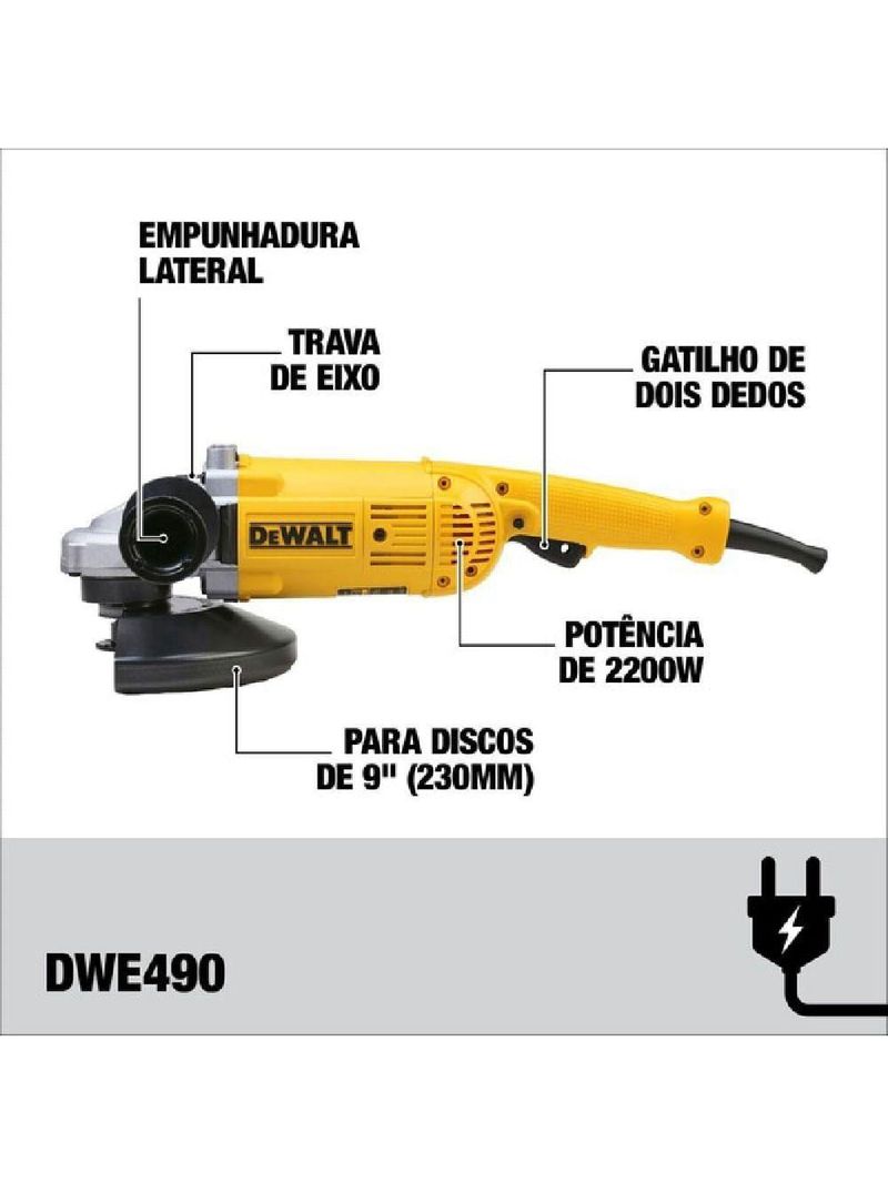 Esmerilhadeira 9 2200 Watts 220 Volts - Dwe490b2 - Dewalt