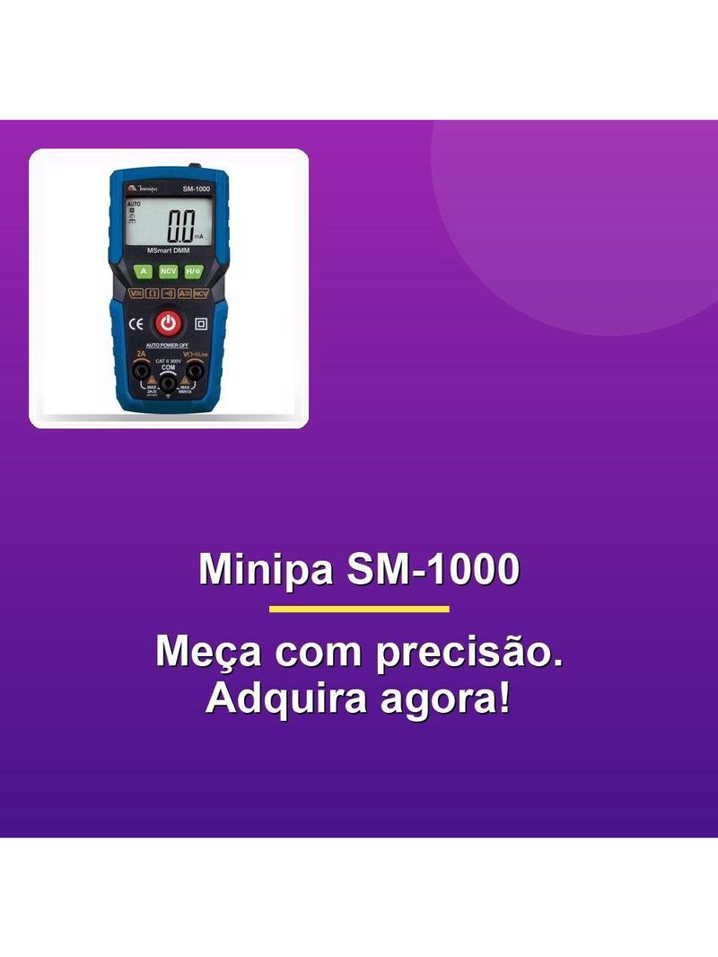 Multímetro Digital Minipa Sm-1000 Azul Preto