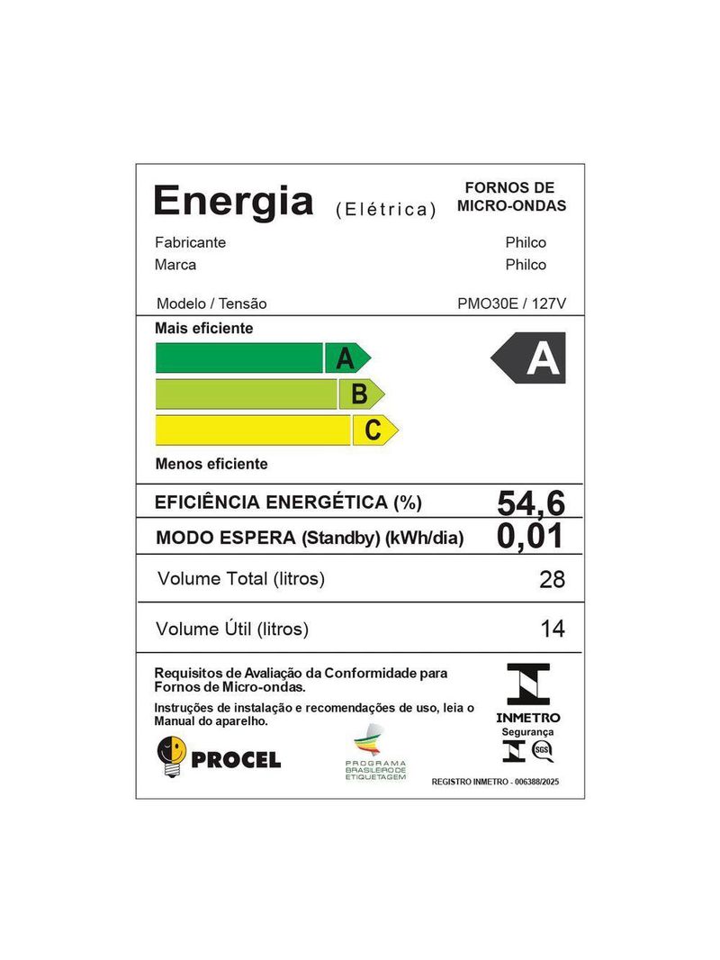 Micro-ondas 28L Philco Pintura Limpa Fácil PMO30E 110V