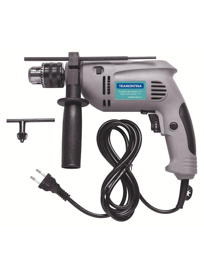Furadeira de impacto 1/2" 500w com kit de parafusos e buchas 220v - tramontina
