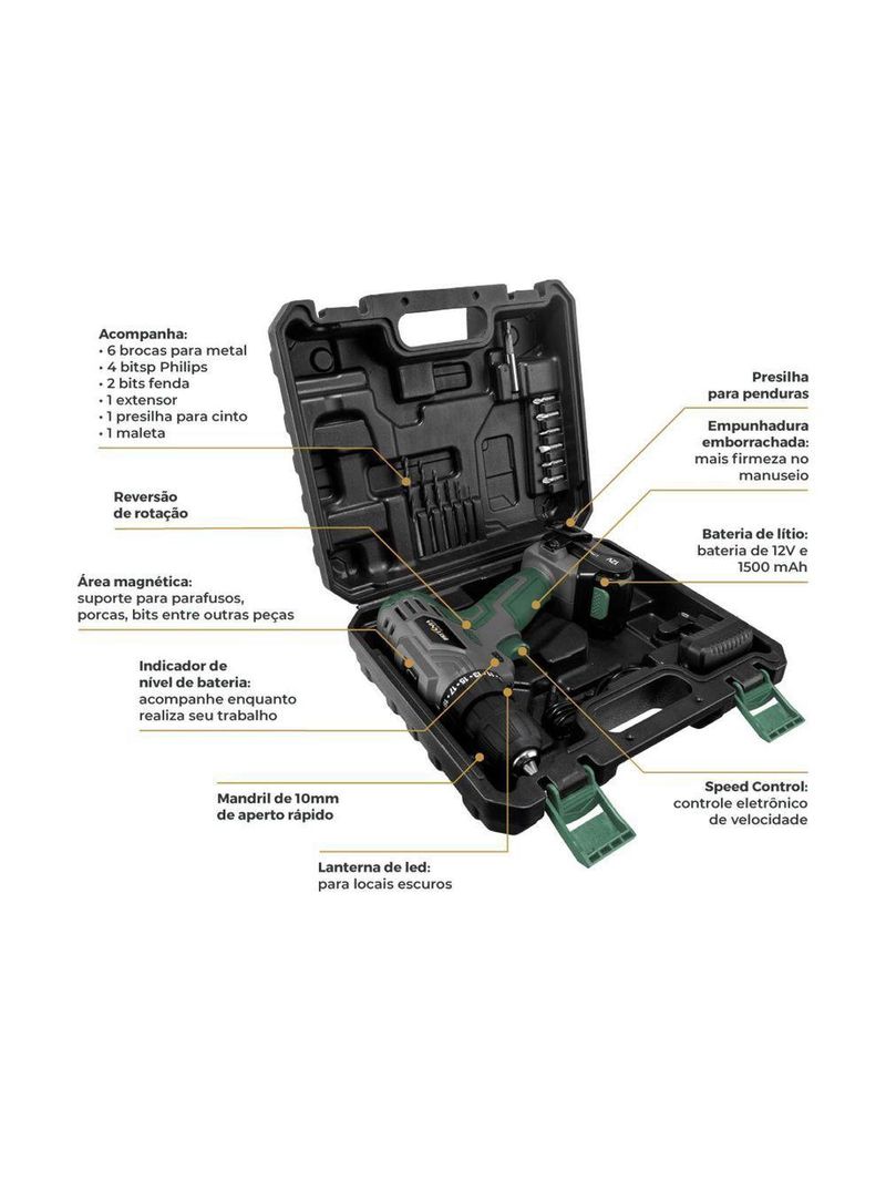 Parafusadeira 2 em 1 Britânia Speed Control BPFE12M 800RPM Bivolt