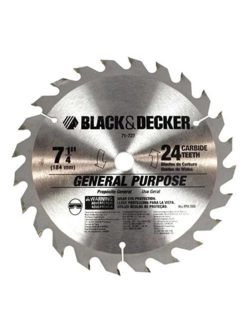 Lâmina - serra circular 7 1/4 (184mm) x furo 16mmx 24 dentes  black + decker