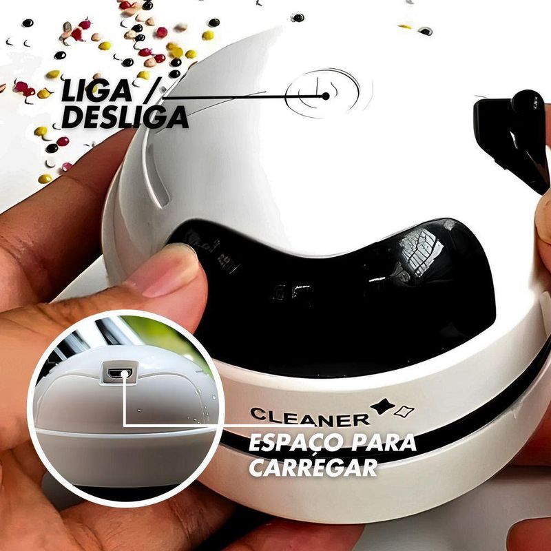 Mini Aspirador de Mesa Papa Migalhas Recarregável Usb com Coletor e Bocais