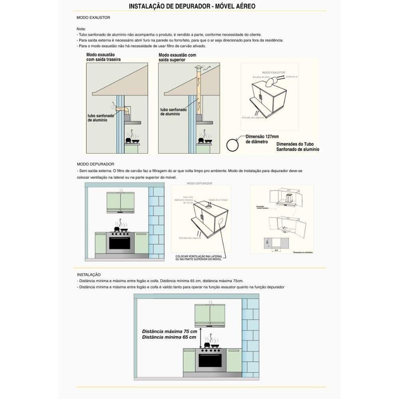 Depurador de Embutir Terim Compact New 60cm 3 Velocidades Aço Inox 110V