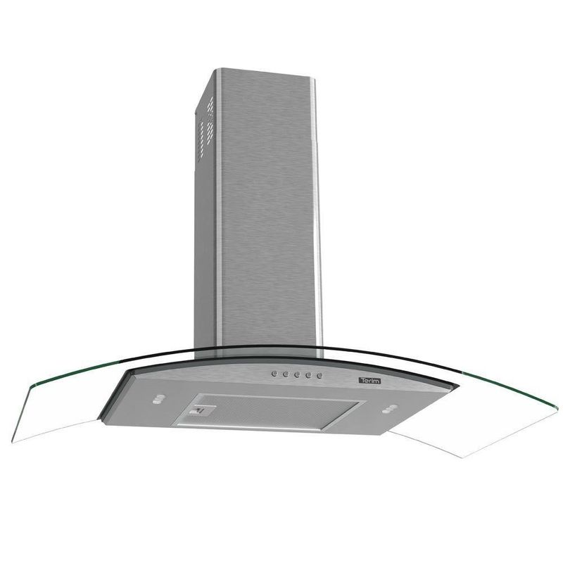 Coifa de Parede Terim Clean Vidro Curvo Kromanox 90cm Inox com Exaustor e Depurador 110V