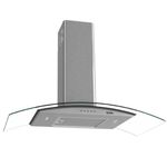 Coifa de Parede Terim Clean Vidro Curvo Kromanox 90cm Inox com LED Inox 220V