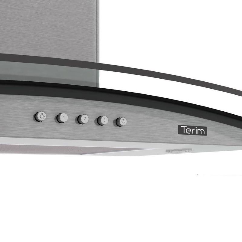 Coifa de Parede Terim Clean Vidro Curvo Kromanox 90cm Inox com LED Inox 220V