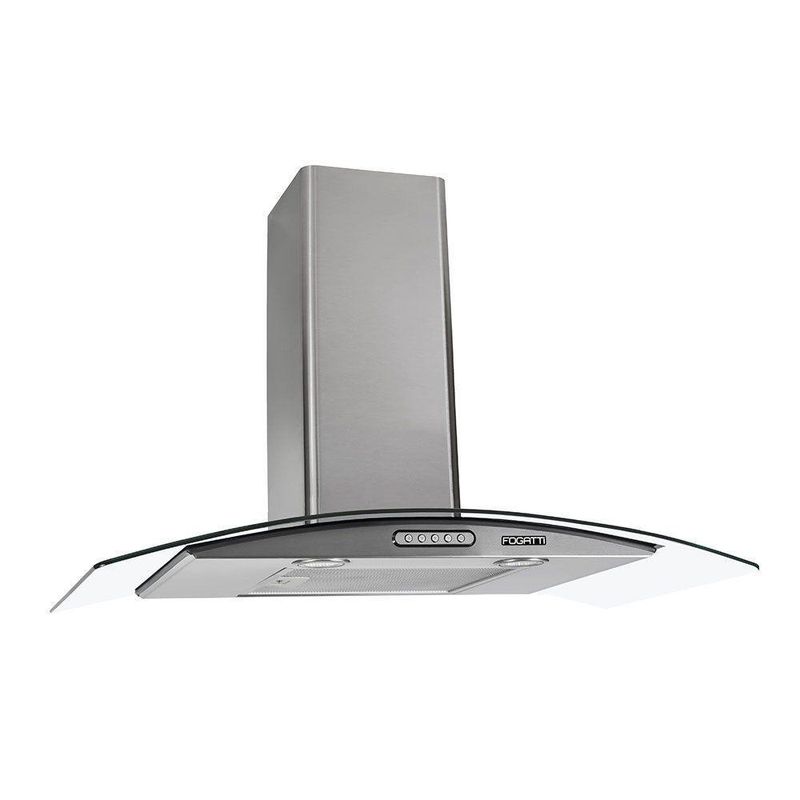 Coifa de Parede Fogatti Vidro Curvo Duto Slim 75cm Inox com LED Inox 220V