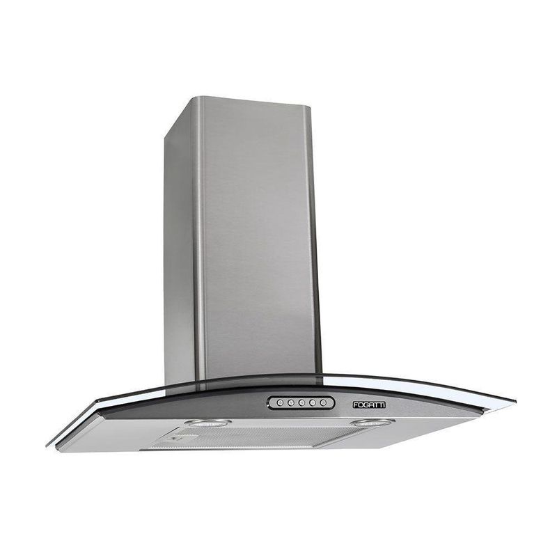 Coifa de Parede Fogatti Vidro Curvo Duto Slim 60cm Inox LED 110V