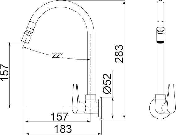 Torneira Para Cozinha de Parede Com Bica Móvel Loren Joy R32 Lorenzetti Rose Gold