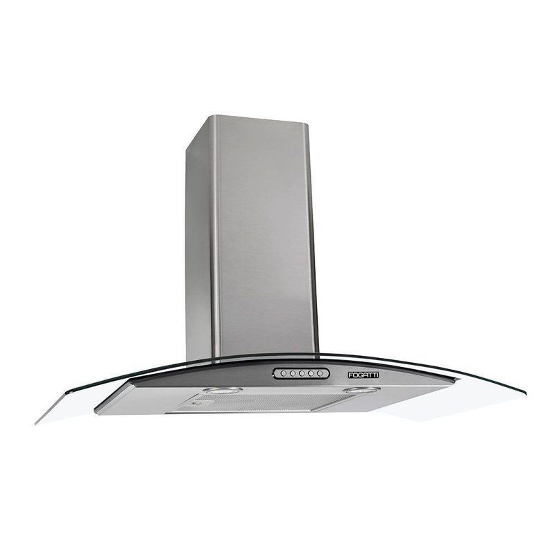 Coifa de Parede Fogatti Vidro Curvo Duto Slim 80cm Inox com Led e 3 Velocidades 220V