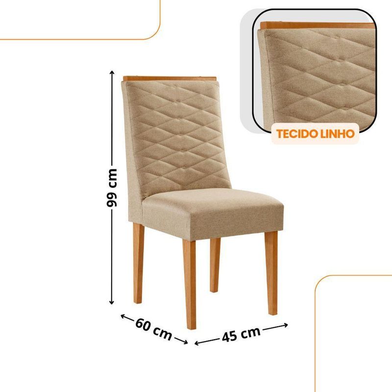 Mesa De Jantar Diane 180cm Tampo Mdf Vidro 6 Cadeiras Safira Moderna Turim 07 Serigrafia Off White
