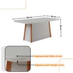 Mesa De Jantar Diane 180cm Tampo Mdf Vidro 6 Cadeiras Safira Moderna Turim 07 Serigrafia Off White