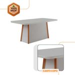 Mesa De Jantar Diane 180cm Tampo Mdf Vidro 6 Cadeiras Safira Moderna Turim 07 Serigrafia Off White