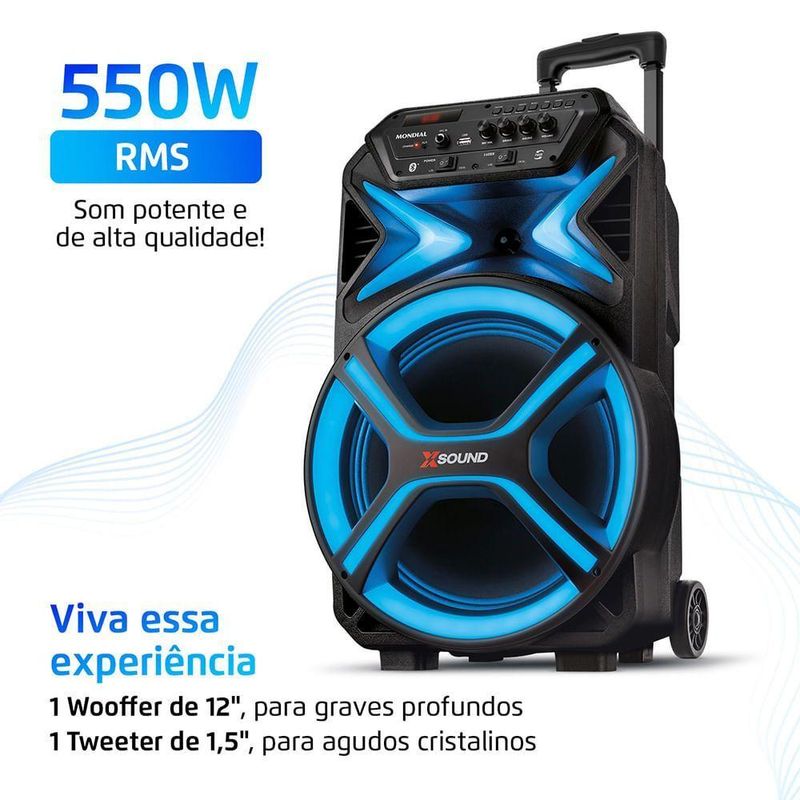 Caixa Amplificada Mondial 550W RMS CM-550-L Preto Bivolt