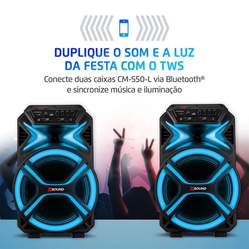 Caixa Amplificada Mondial 550W RMS CM-550-L Preto Bivolt