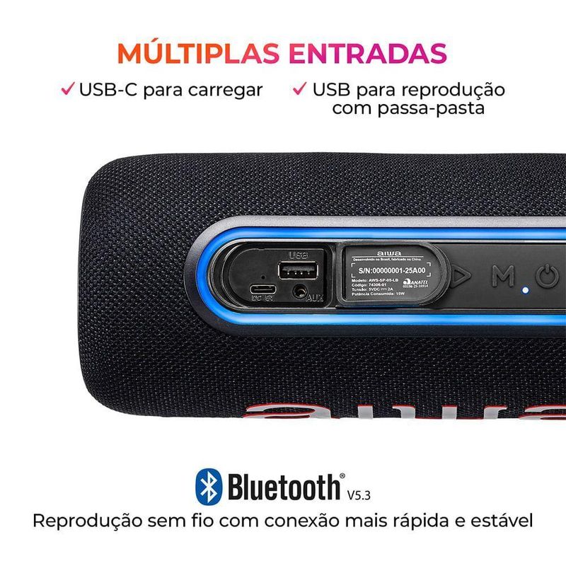 Caixa de Som Speaker AWS-SP-05-LB 30W Bluetooth IPX5 Bivolt