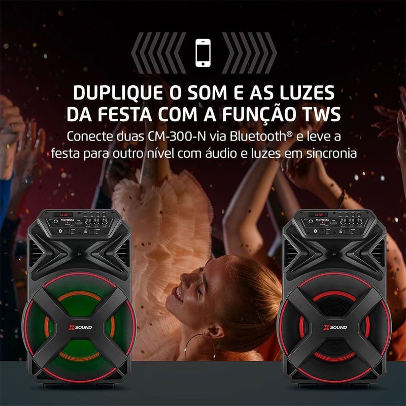 Caixa Amplificada Xsound Mondial Preto 300W RMS Bivolt CM-300-N