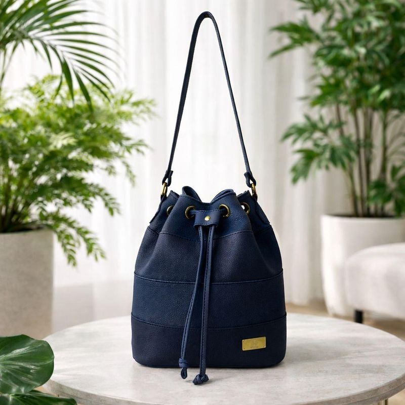 Bolsa Saco Direto De Fábrica Topgrife Atacado Couro Legítimo Cor Azul Marinho Tamanho único