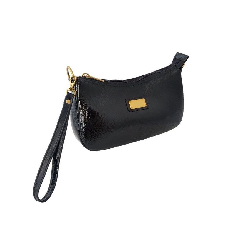 Bolsa Carteira Clutch Direto De Fábrica Topgrife Atacado Transversal Couro Cor Verniz Preto Tamanho único