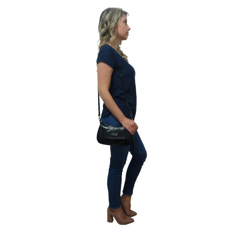 Bolsa Carteira Clutch Direto De Fábrica Topgrife Atacado Transversal Couro Cor Verniz Preto Tamanho único