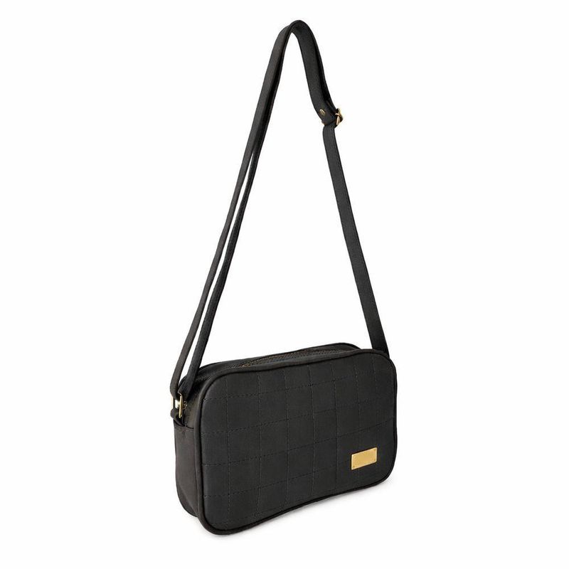Bolsa Transversal Direto De Fábrica Topgrife Atacado Matelassê Couro Legítimo Cor Preto Tamanho único