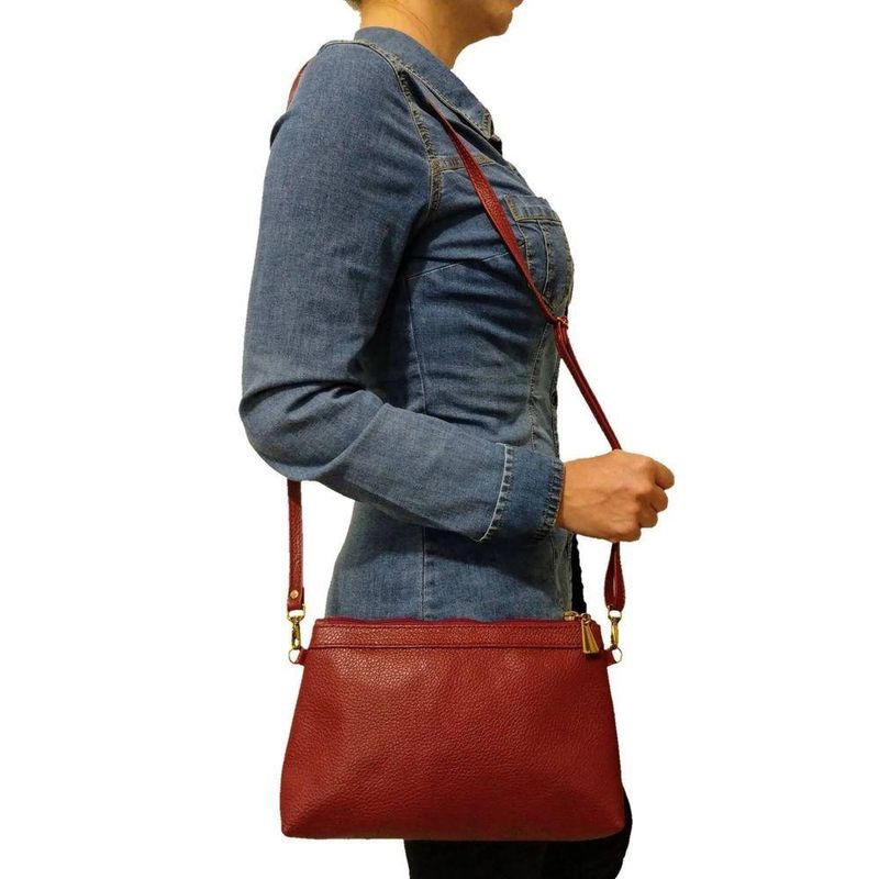 Bolsa Carteira Clutch Direto De Fábrica Topgrife Atacado Transversal Couro Cor Vermelho Tamanho único