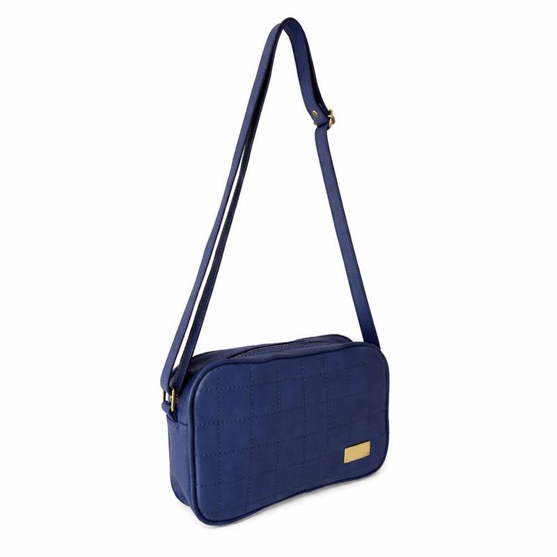 Bolsa Transversal Direto De Fábrica Topgrife Atacado Matelassê Couro Legítimo Cor Azul Marinho Tamanho único