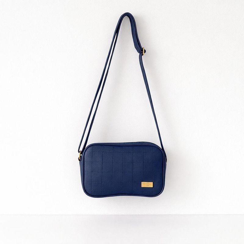 Bolsa Transversal Direto De Fábrica Topgrife Atacado Matelassê Couro Legítimo Cor Azul Marinho Tamanho único