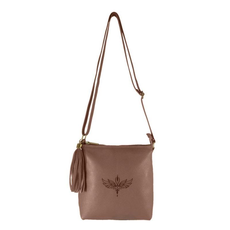 Bolsa Transversal Topgrife Estampa Ave Fenix Couro Cor Marrom Tamanho único