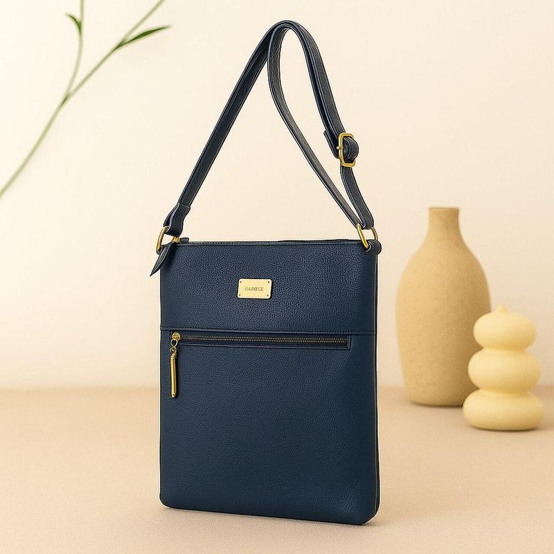 Bolsa Transversal Direto De Fábrica Topgrife Atacado Couro Cor Azul Marinho Tamanho único
